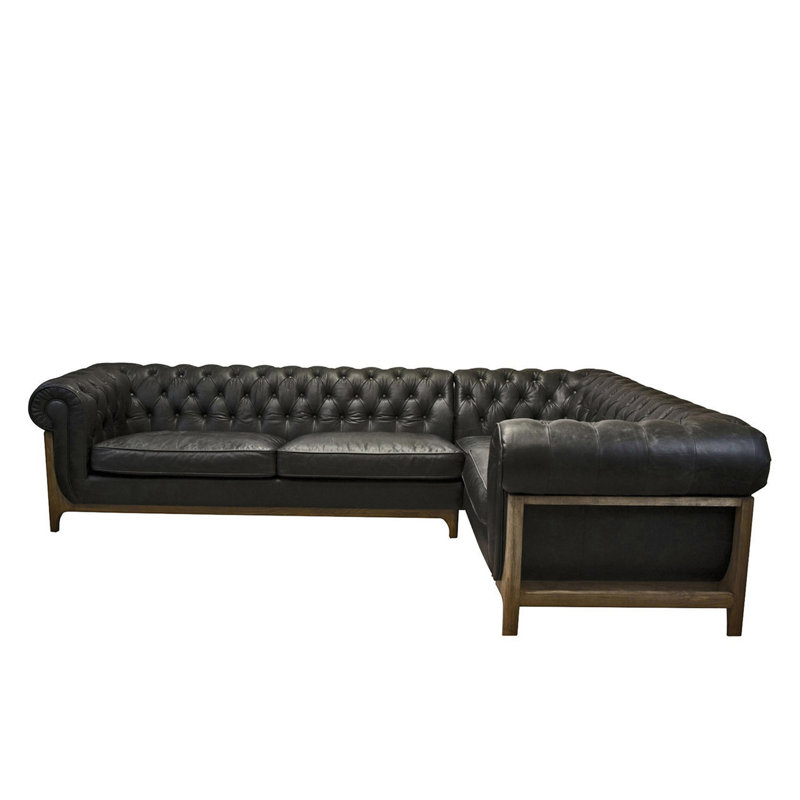 Red Barrel Studio® Fugazy 124" Wide Genuine Leather Right Hand Facing